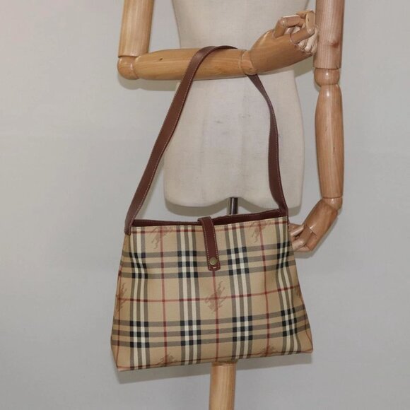 BURBERRY Nova Check Shoulder Bag PVC Beige Auth 1 - Picture 1 of 16